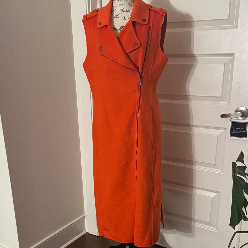 BCBGMaxAzria Orange Sleeveless Midi Dress